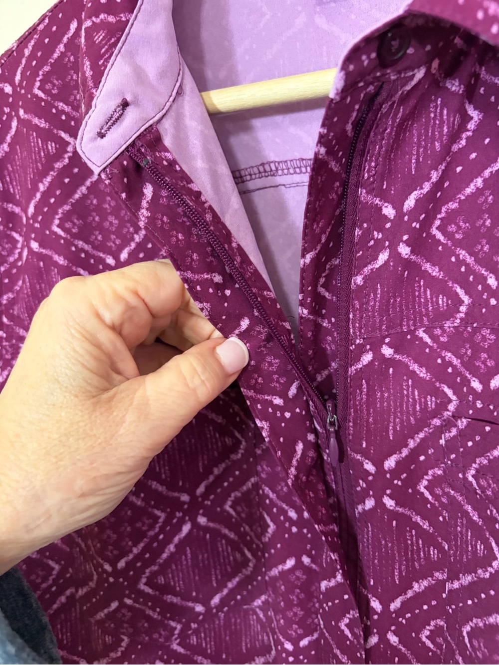 Title Nine Purple Printed Shirt Dress - Picture 6 of 13